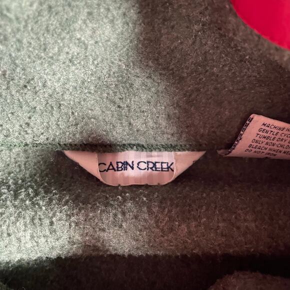 90’s Cabin Creek Red And Green Full Zip Cozy And Warm Fleece Jacket - Picture 3 of 5